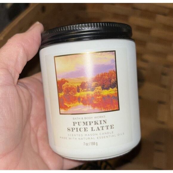 BATH & BODY WORKS PUMPKIN SPICE LATTE X2 Single Wick Candle - Picture 3 of 4